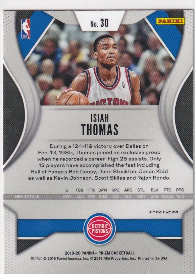 Prizms 2019-20 rojo blanco azul Isiah Thomas Detroit pistones paralelos - F372 Foto 2 de 2