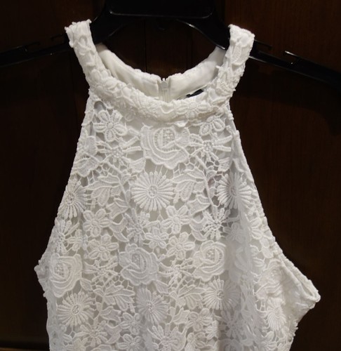 Fashion Collection Sojan Women's White Floral Lace Sleeveless Dress Medium NWT - Picture 3 of 6