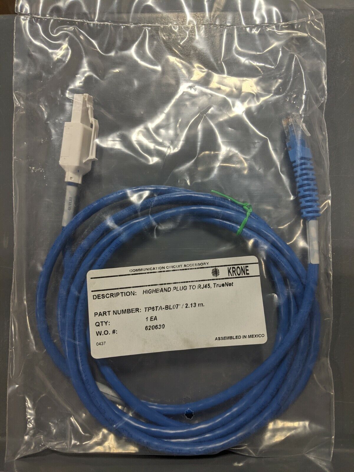 ADC/Krone TP6TA-BL07 Highband Plug to RJ45 Blue 7' CAT6 Patch Cable