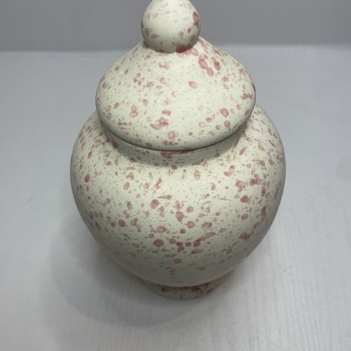 Vintage Pink Splatter MCM Ginger Jar/ Urn Speckled Ceramic - Picture 5 of 9