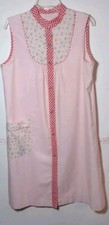 Sears Housedress Women SZ M Vintage House Dress PinkW/Floral Accents Sleeveless