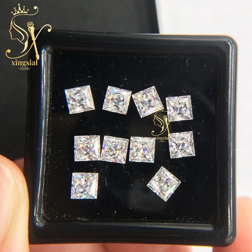 Piedra moissanita de 2 mm ~ 10 mm corte princesa diamante suelto prueba pasada gema color D VVS - Imagen 13 de 16