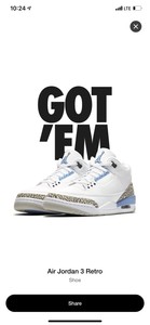 jordan 3 unc size 11.5