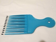 Vintage 7" Teal Color Dip Hard Plastic Hair Pick Afro Pocket Comb Taiwan