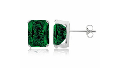 Colección de aretes de plata de ley 925 con cristal esmeralda hechos con Swarovski - Imagen 8 de 15