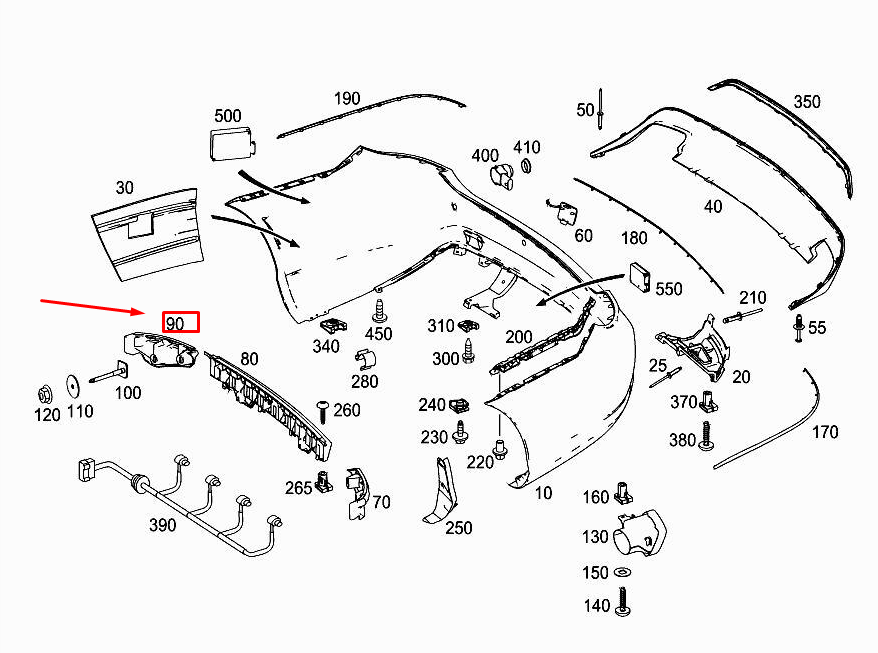 NOUVEAU CADRE DE PARE-CHOCS ARRIÈRE MERCEDES-BENZ E CABRIO A207 A2078850465