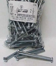 #10-32x2-1/2 Pan Head Phillips Machine Screws Steel Zinc Plated (25)