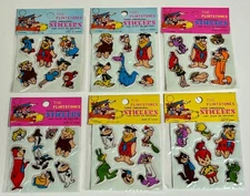 Vintage Retro The Flintstones Hanna Barbera 3D Puffy Sticker Sealed Packets x6