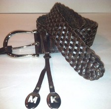 NWT MICHAEL KORS Browm WOVEN LEATHER BELT Size Sm. Med. 45