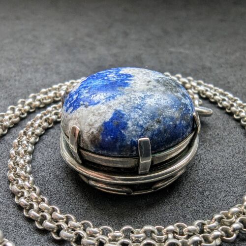 Art Deco Collier Kette 800 835 Silber blauer Aventurin alt c. 1930 - Bild 3 von 9