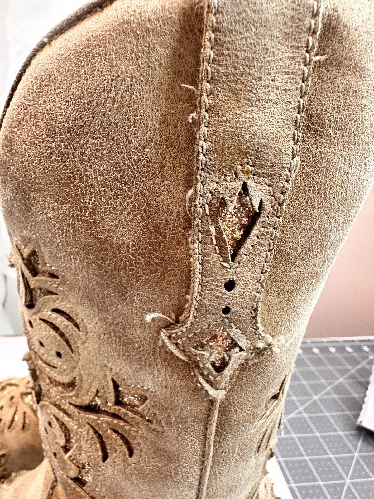 Roper Women's Kennedy Tan Faux Leather Square Toe Western Cowboy Boot