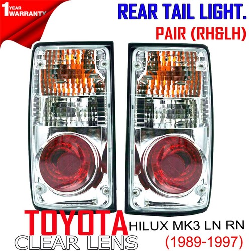 FOR TOYOTA HILUX MK3 LN RN 2Dr Cab 1989-97 PAIR CLEAR LENS TAIL