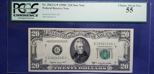Fr#2062-G* $20 1950C **STAR** FRN Chicago (SN:G10024145*) PCGS 55  - Picture 1 of 2