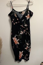 AXParis Navy Blue Floral Midi Bodycon Style Dress Size 12. Great Condition.