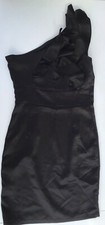 Ladies Black BooHoo Dress One Shoulder Satin effect size 8
