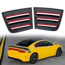Red & Black Rear Side Window Blinds Quarter Louver Cover For Dodge Charger 2011+