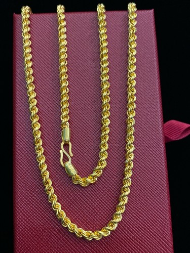 Vintage Dubai Handmade Unisex Rope Chain Necklace In 916 Stamped 22K Yellow Gold - Picture 8 of 12