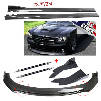 Carbon Fiber Front Bumper Lips Rear Splitter Spoiler For Dodge Charger