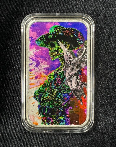 Barra de plata coloreada Libertad En La Muerte 2024 1 oz - en cápsula con certificado de autenticidad - Imagen 2 de 4