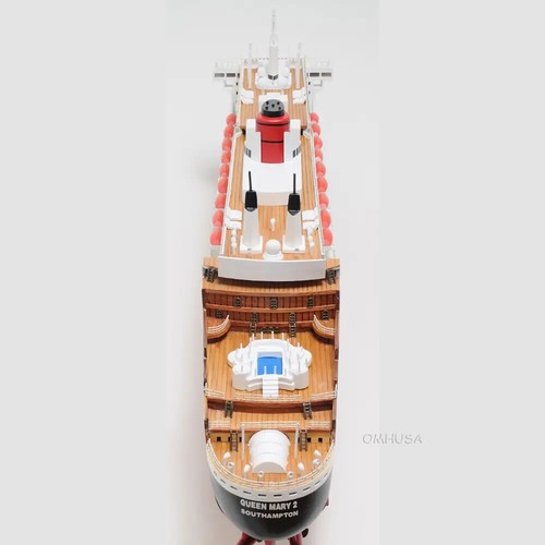 Queen Mary II L Cruise Ship Model | Wooden Handmade Model W/ Swimming Pool - Picture 7 of 20