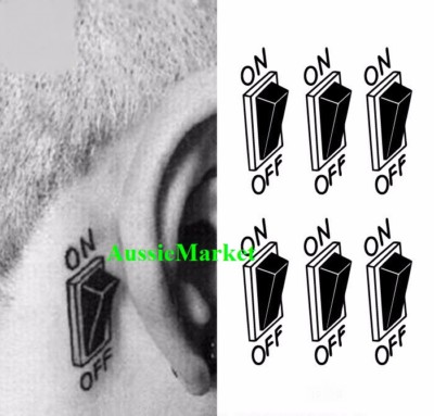 1 x temporary tattoo sticker sheet on off switch body art fancy dress mens girls