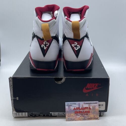 Size 10 - Jordan 7 Cardinal 2022 White Red Yellow Black Leather (CU9307-106) - Picture 3 of 8