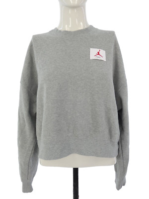 Nike Jordan Damen Sweatshirt Statement Essentials Grau Rundhals Relaxed Gr. M