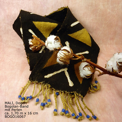 MALI BOGOLAN-BAND BAUMWOLLE HANDGEWEBT NATURFARBEN MUD CLOTH HAND-WOVEN COTTON