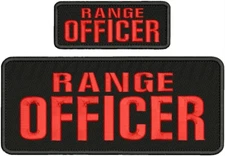 RANGE OFFICER EMB PATCH 4X10 AND 2X5 HOOK ON BACK RED ON BLACK