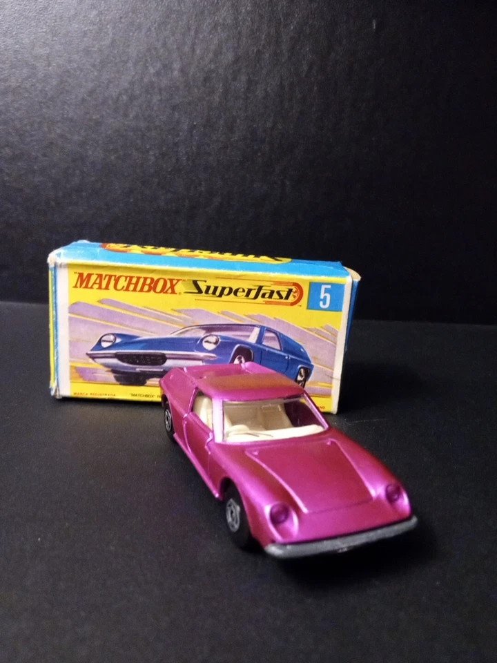 Matchbox Superfast #5 Lotus Europa Pink 1969 In Original  G2 Box - Image 2 of 4