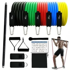 11 PCS Resistance Exercise Bands Set Pull Rope Gym Home Fitness Workout Tools US