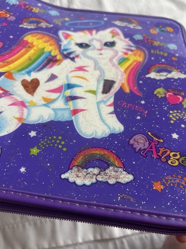 Vintage Lisa Frank White Angel Cat Chrissy Zipper Puffy 3 Ring Binder Y2K 1990s - Picture 4 of 14