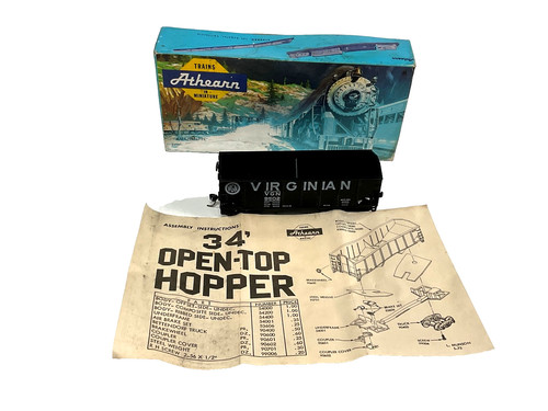 Coche tolva abierto virginiano vintage, Athearn HO, 34 pies, #9446, sin usar, en caja | Condition: Used