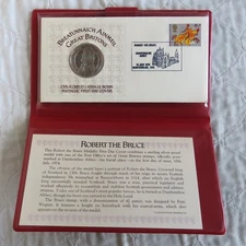 1974 ROBERT THE BRUCE SILVER PROOF 39mm MEDAL COVER - coa/folder