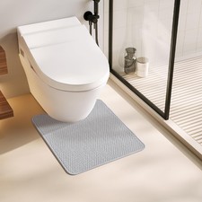 TYUU Toilet Rug, Thin Rugs U Shaped 1'8" X 2' U-Shape , Light Grey01