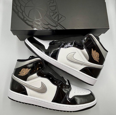 Nike Air Jordan Mid SE Black White Metallic Silver (UK Size 12