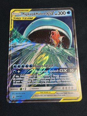 Pokemon Magikarp & Wailord GX Tag Team SM166 Holo Black Star Promo