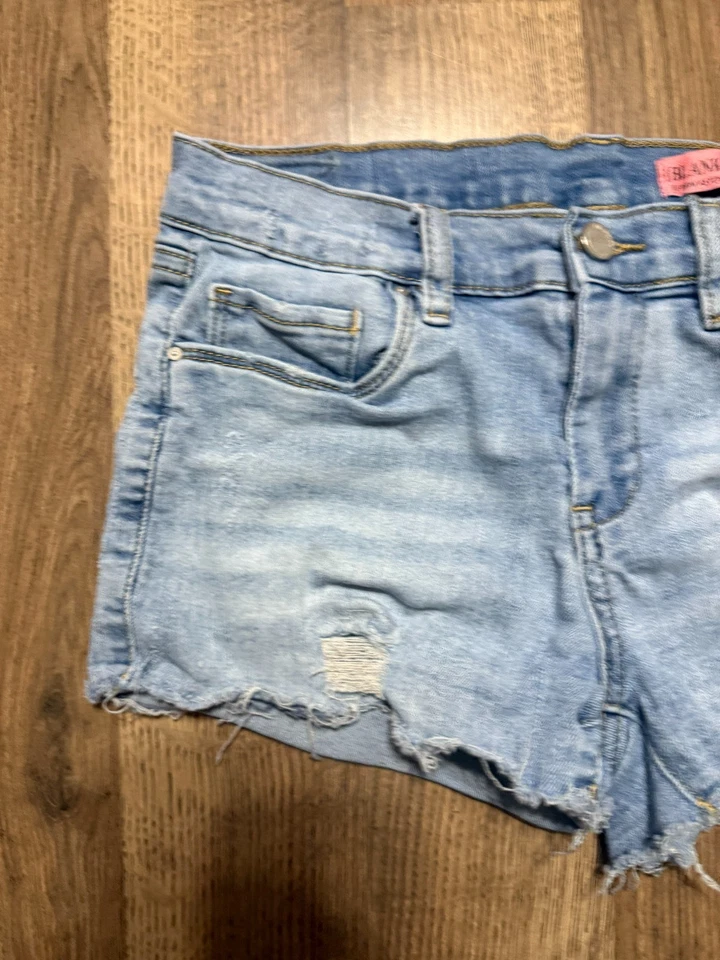 Pantalones Cortos Blank NYC, Niñas Talla 14, Azul, Dobladillo Crudo, Pantalones Cortos Jean Foto 3 de 4