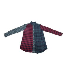 "Chaps" Plaid Patchwork Button Down Shirt Women S Long Sleeve Casual Red Green