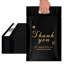 Thank You Poly Mailer with Handle, Waterproof and Tear-Resistant Shipping Bag...