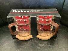 BODUM Glogg Glass Tea  Espresso 3 oz Cups Brown Handle Star Trek Picard NIB VTG