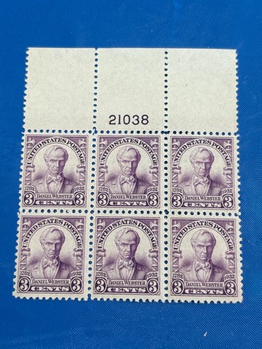 US Scott # 725 - Wide Top Plate # Block of 6 - Mint Never Hinged - MNH (F8)