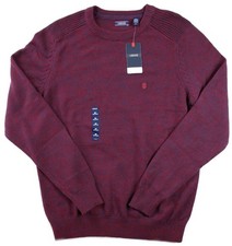 Izod Mens Pullover Sweater S Long Sleeve Textured Knit Crew Neck Cotton Red 60