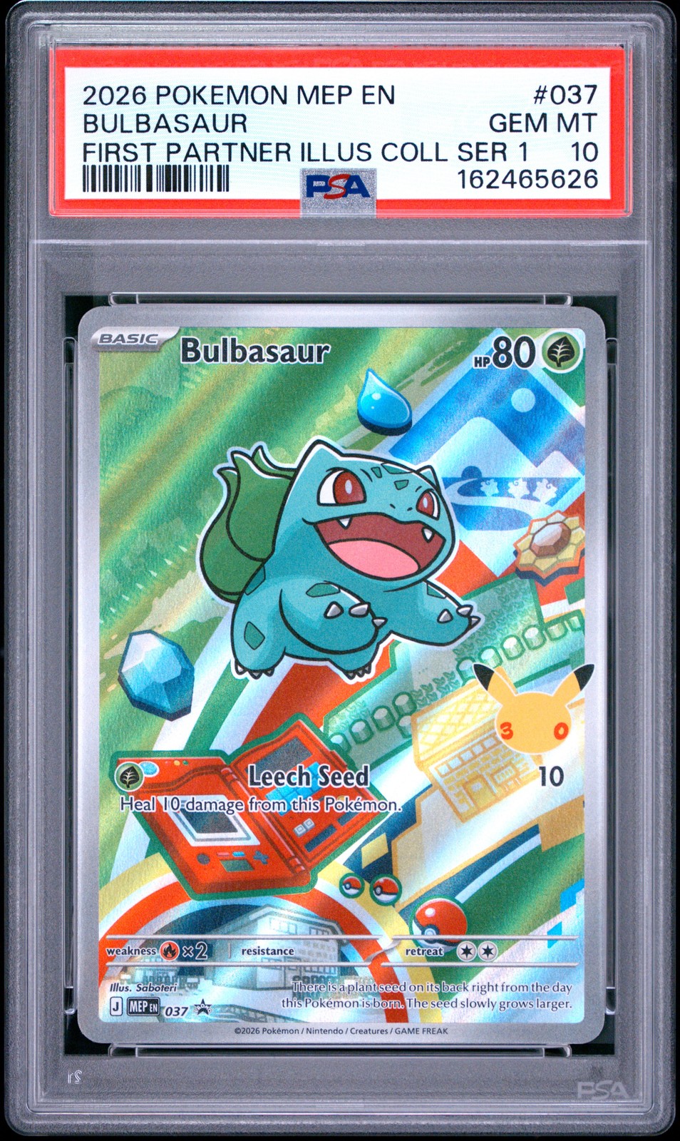 2026 POKEMON MEP FIRST PARTNER ILLUSTRATION COLLECTION #037 BULBASAUR PSA 10