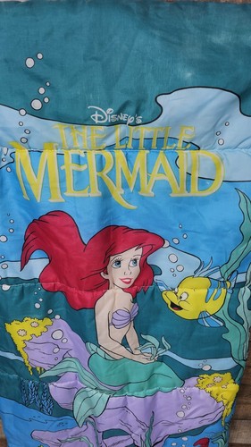 Sacco a pelo Disney La Sirenetta vintage anni 90 zip intorno Ariel Flounder - Foto 3 di 4