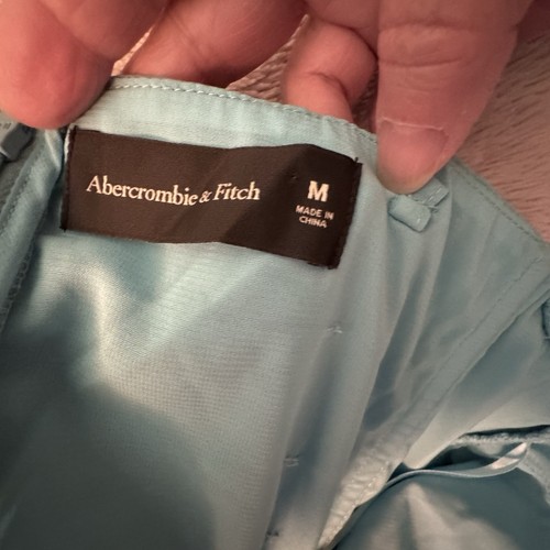 Abercrombie & Fitch Off-The-Shoulder Ruched Midi Dress Medium Turquoise NWT - Picture 6 of 9