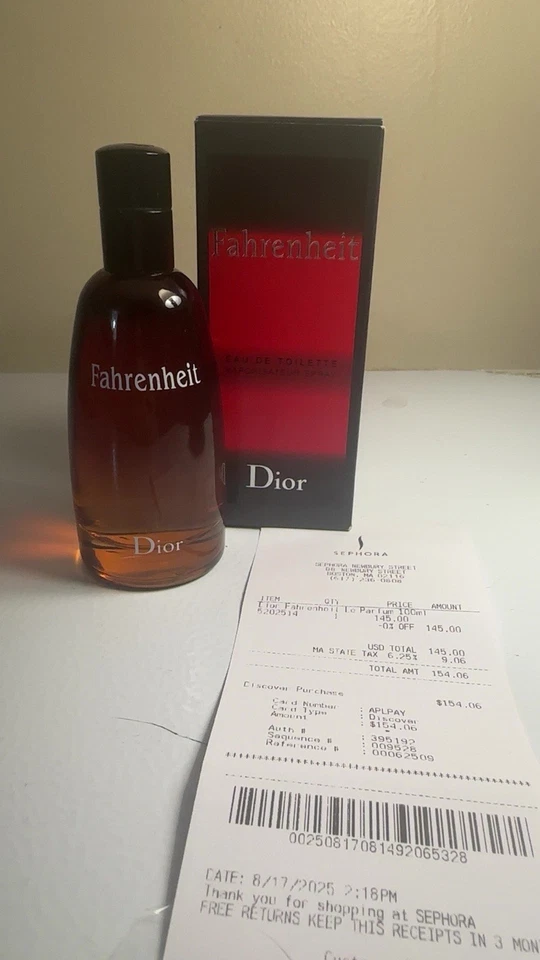 Christian Dior Farenheit Perfume Spray Hombres 3.4 fl oz 100 ML Caja Sellada Foto 3 de 4