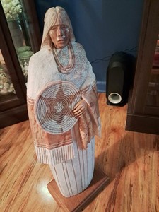 Signed Native American Alabaster Carved Statue
