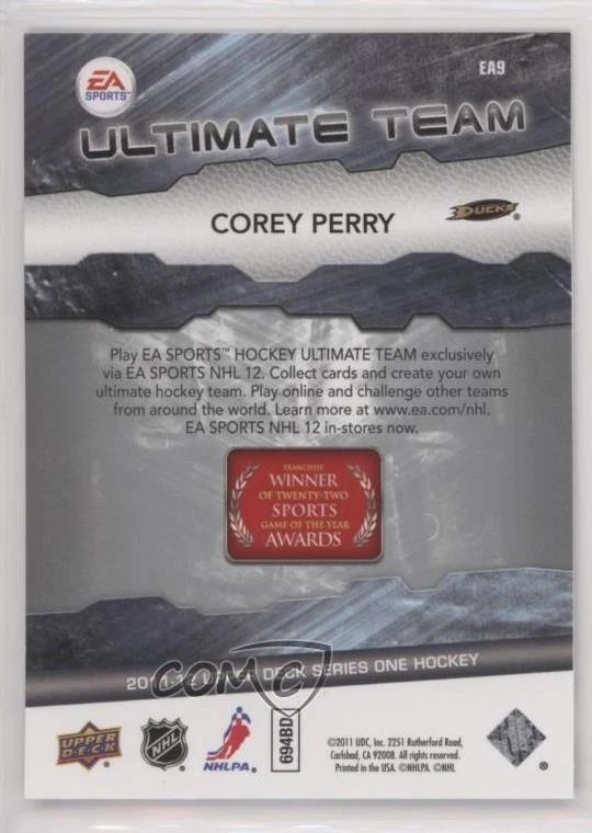 2011-12 Upper Deck EA Ultimate Team Corey Perry #EA9 - Image 2 of 2