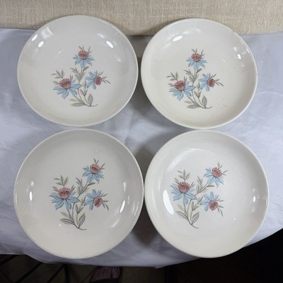 Vintage Steubenville Fairlane Soup Bowls Set of 4 8  Pink Blue Atomic MCM